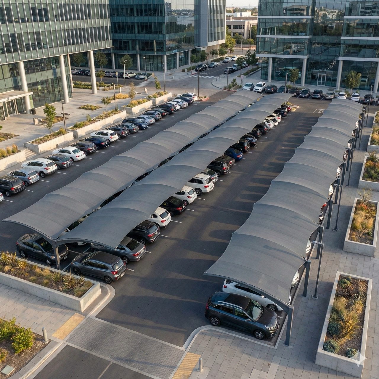 Toldo Sombrite instalado em área externa para gerar sombra e ventilação natural com proteção contra raios solares.